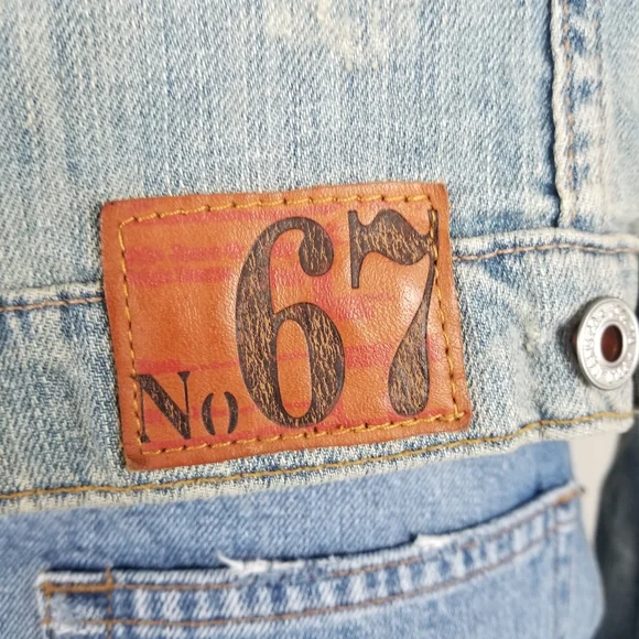 Polo Jeans Co Ralph Lauren Y2K Distressed Cropped Blue Denim Trucker Jacket Sz M - Picture 5 of 12